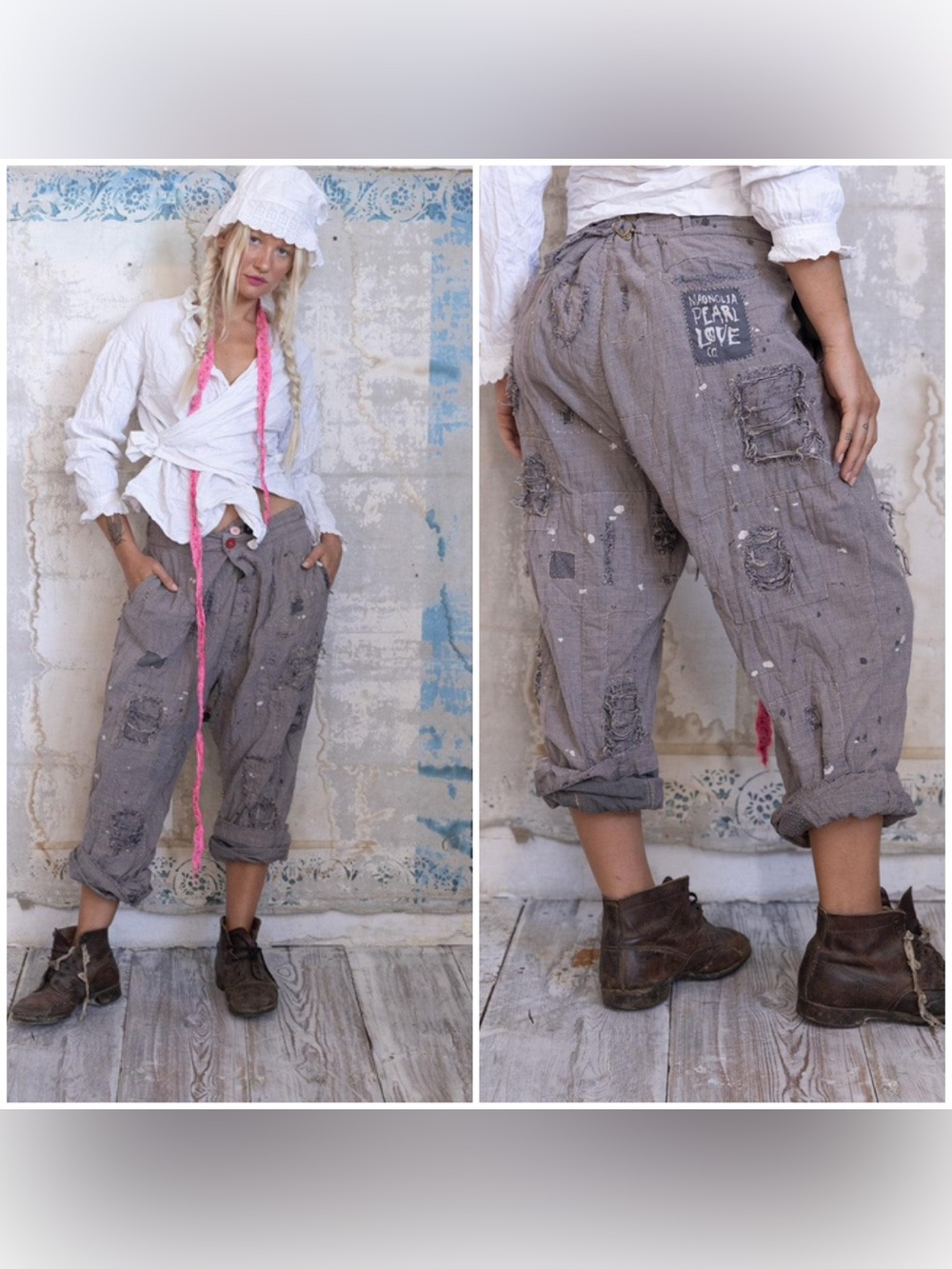 Magnolia Pearl Cotton Yarn Dyed Ozzy Check Charmie Trousers EUC with tags